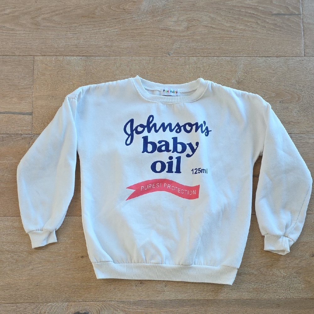 Johnson's Baby Oil Women's Sweatshirt Size Small- White Pink Blue